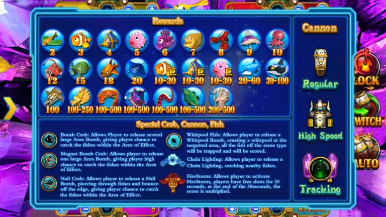 Ocean King MEGA888 Paytable