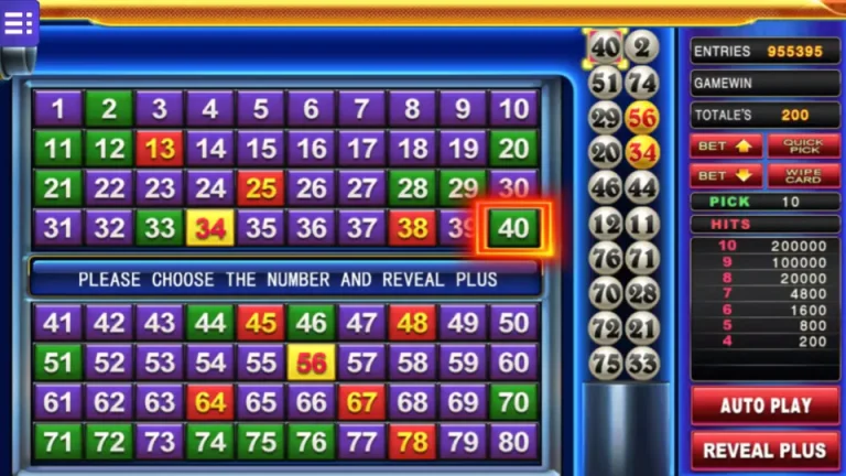 Super Keno MEGA888 gameplay screen part 3